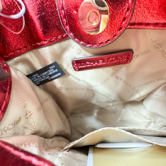 Michael Kors Mercer XS North South MINI Satchel Crossbody Bag Patent Crimson - Picture 9 of 10